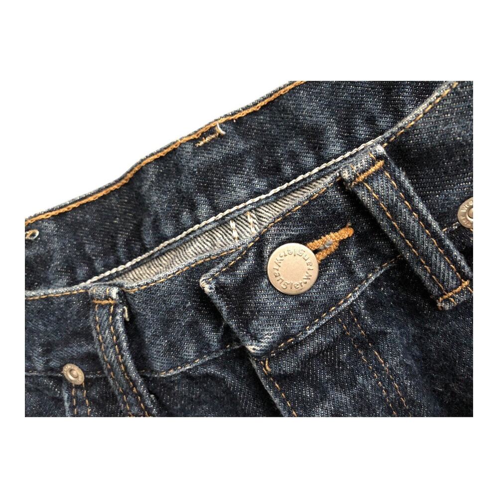 Wrangler Jeans Mens 34 Dark Wash Blue Straight Leg 100% Cotton 27" Inseam - Picture 7 of 8